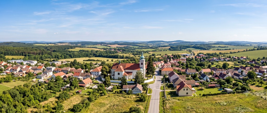 Pohled na Střelice u Brna